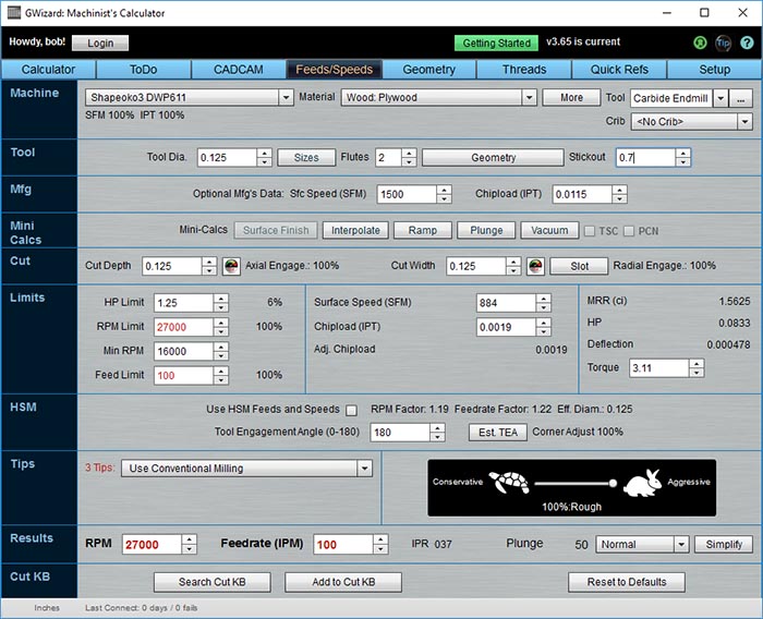 GWizard Calculator Feeds and Speeds Examples for CNC Beginners, Part 3