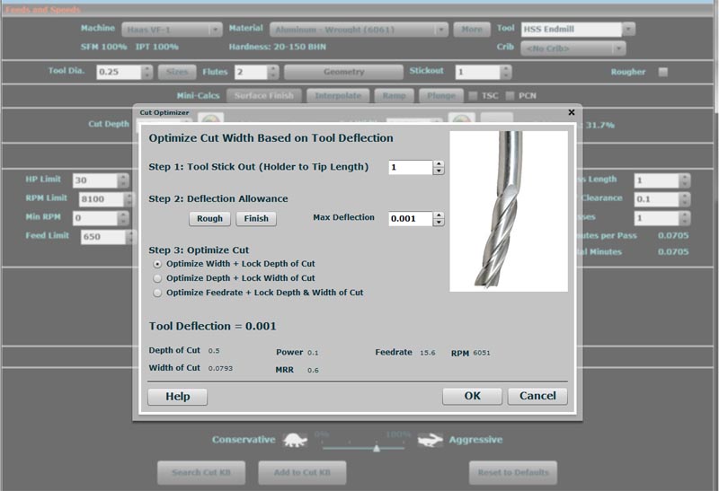 Determining Cut Width via Tool Deflection